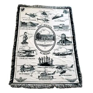 Fort Rucker Alabama Throw‎ Blanket 65"x45" Novosel US Army Aviation Green White